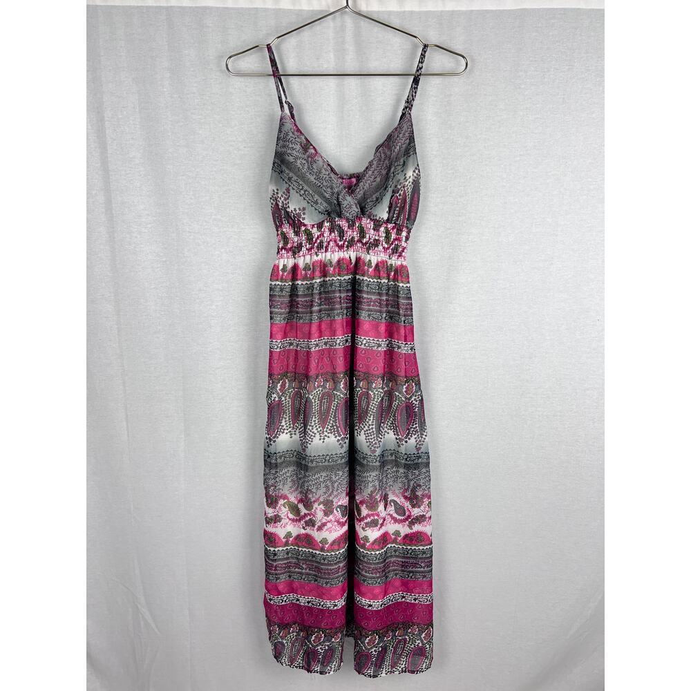 ⭐️ Vintage Y2K Maxi Dress Babydoll Pink Paisley Boho Festival Artsy Fairy Summer